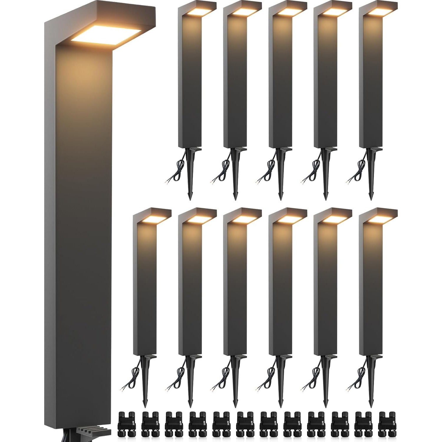 Low Voltage 5W LED Outdoor Waterproof Wired Pathway Lights With Connectors 12 Pack LHBW-05-12C