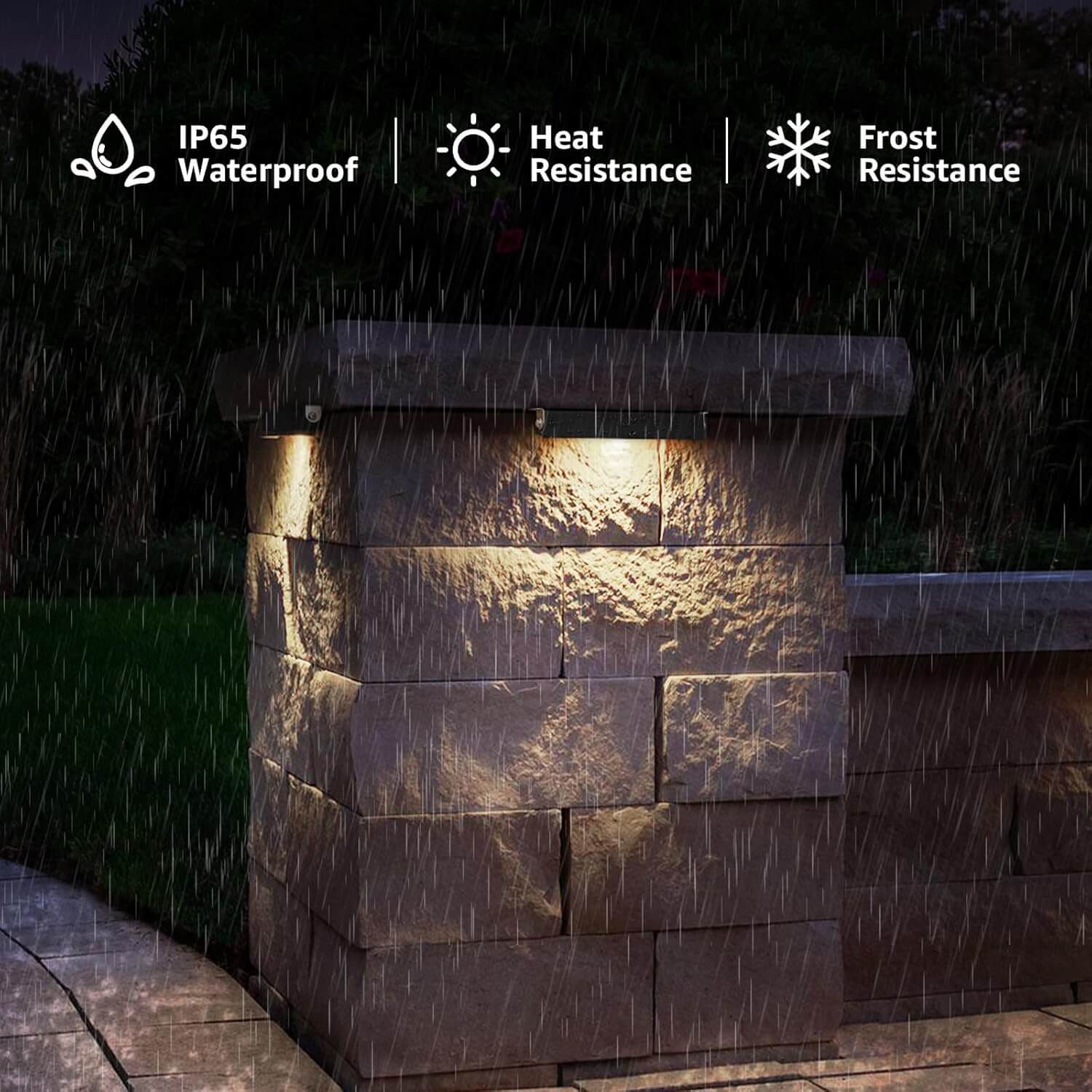 12V-24V Low Voltage 5W LED 7 Inch Hardscape Retaining Wall Step Lights with Connectors 12-Pack CLWF-05-12C SUNVIE