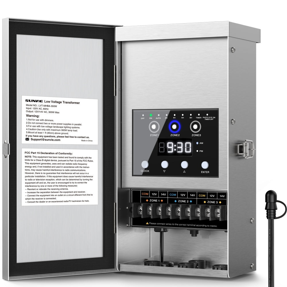300W 3-Zone Independent Control Low Voltage Landscape Transformer LVT-MHBA-300W