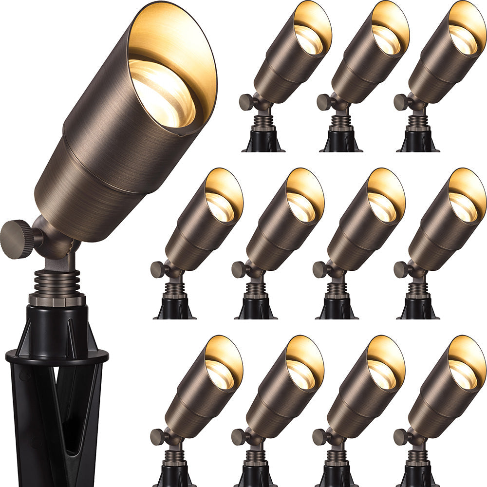 5" Solid Brass Low Voltage Outdoor Landscape Spotlights 12 Pack (No Bulb) CLB5-GH-12C