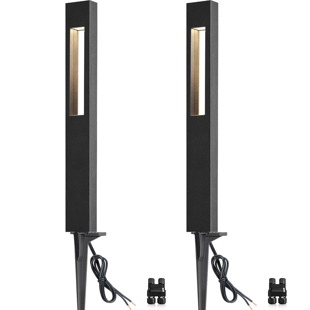 Low Voltage 3W LED Hollow Cuboid Landscape Pathway Lights 2 Pack LFAWB-03-02C