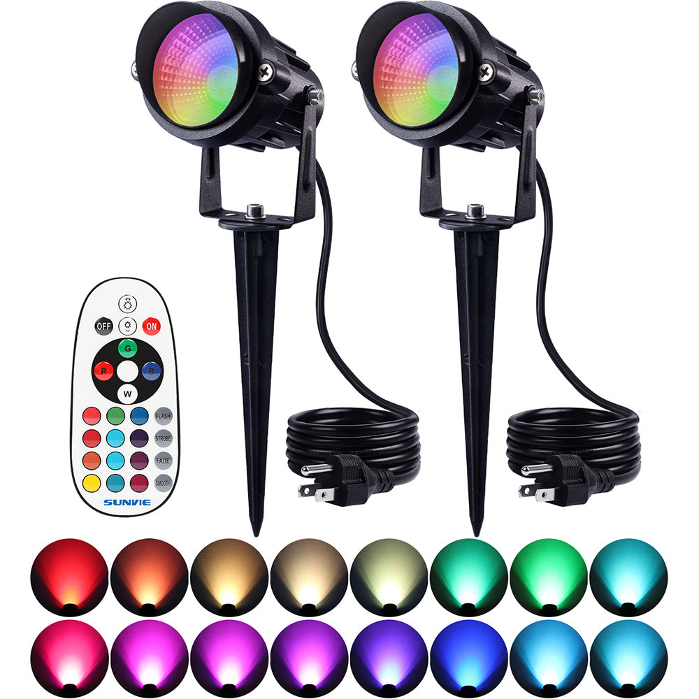 120V 12W RGB LED Color Changing Outdoor Landscape Lights with Remote Control 2 Pack CHRS-12-02