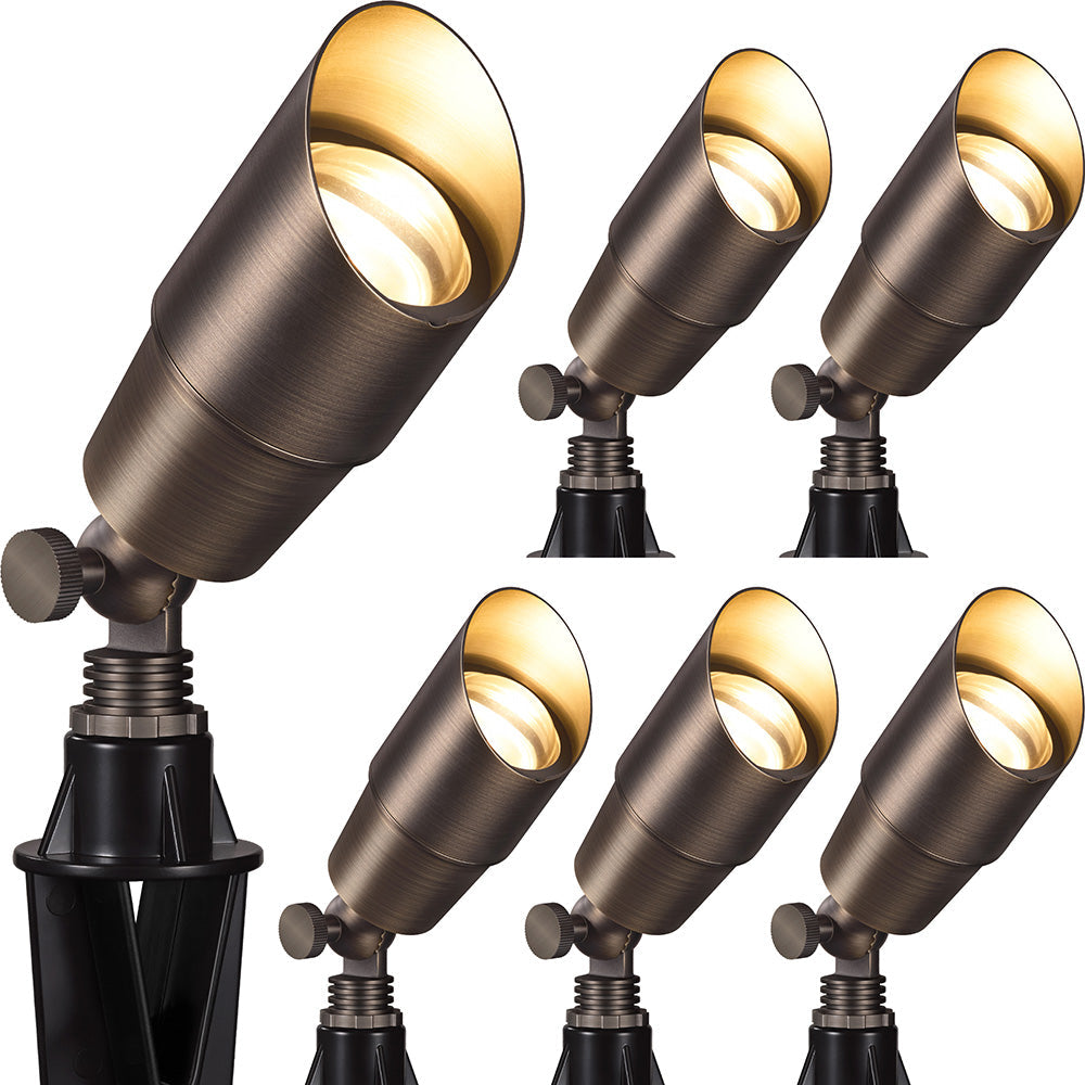 5" Solid Brass Low Voltage Outdoor Landscape Spotlights 6 Pack (No Bulb) CLB5-GH-06C