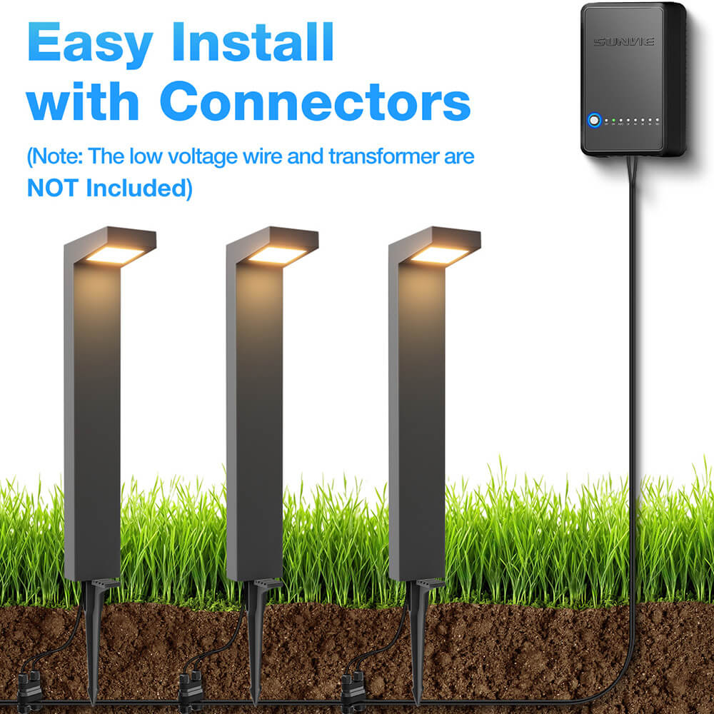 Low Voltage 5W LED Outdoor Waterproof Wired Pathway Lights With Connectors 12 Pack LHBW-05-12C