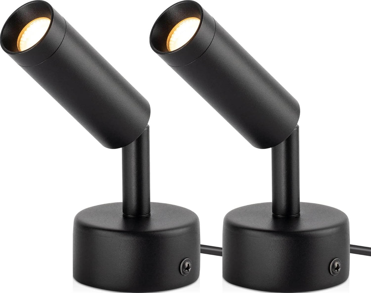 Black LED Floor Uplighting Spotlight Indoor with Foot Switch 120V 3W 2 Pack SHWS-03C-02B - SUNVIE