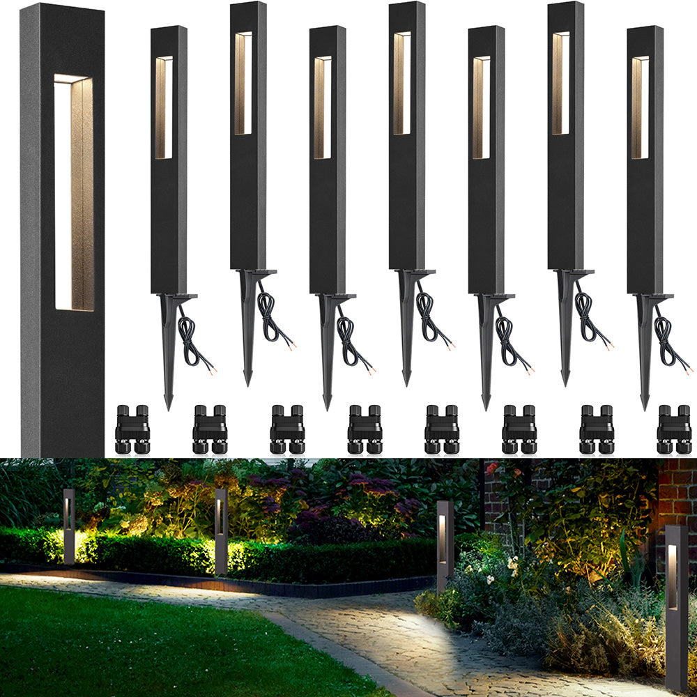 Low Voltage 3W LED Hollow Cuboid Landscape Pathway Lights 8 Pack LFAWB-03-08C