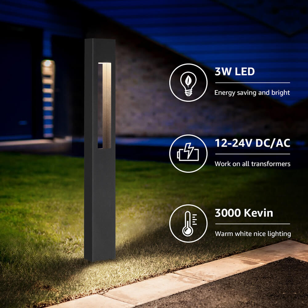 Low Voltage 3W LED Hollow Cuboid Landscape Pathway Lights 8 Pack LFAWB-03-08C