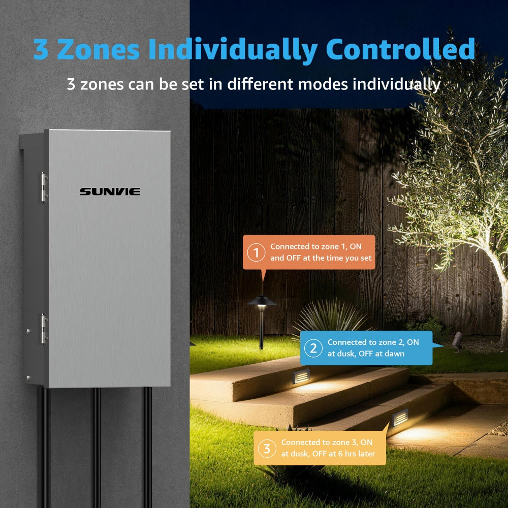 300W 3-Zone Independent Control Low Voltage Landscape Transformer with Quick-Clip Terminals LVT-MHBB-300W