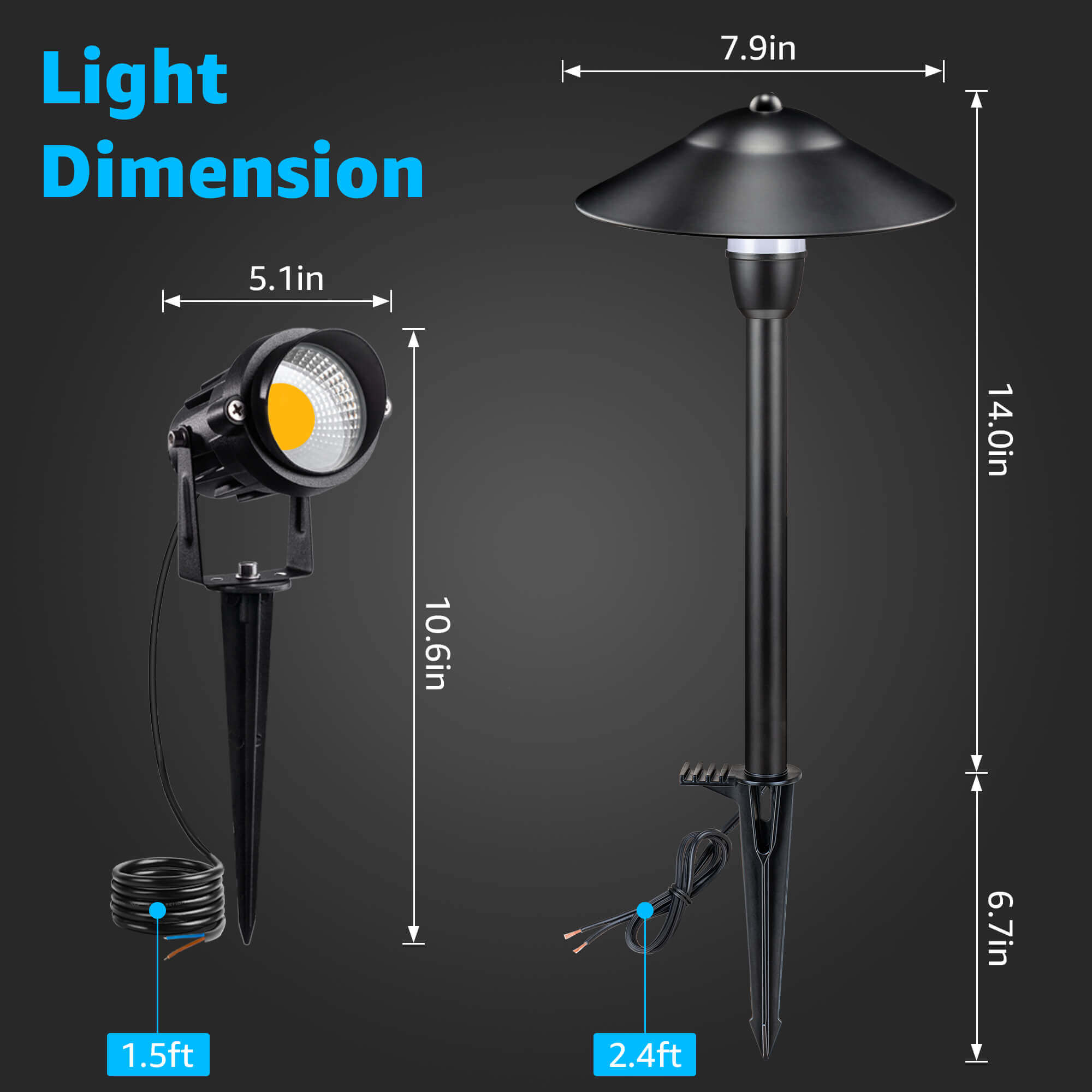 Low Voltage 2 Stake Path Lights + 2 Spotlights 4 Pack Complete Lighting Kit KTW-W2S2PA