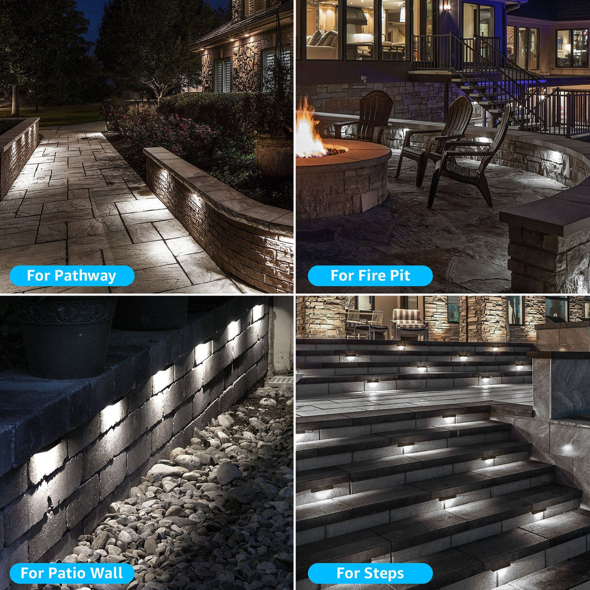 Low Voltage Hardscape 7′′ Retaining Wall Lights 5000K Daylight White 12 Pack CLDF-05-12C