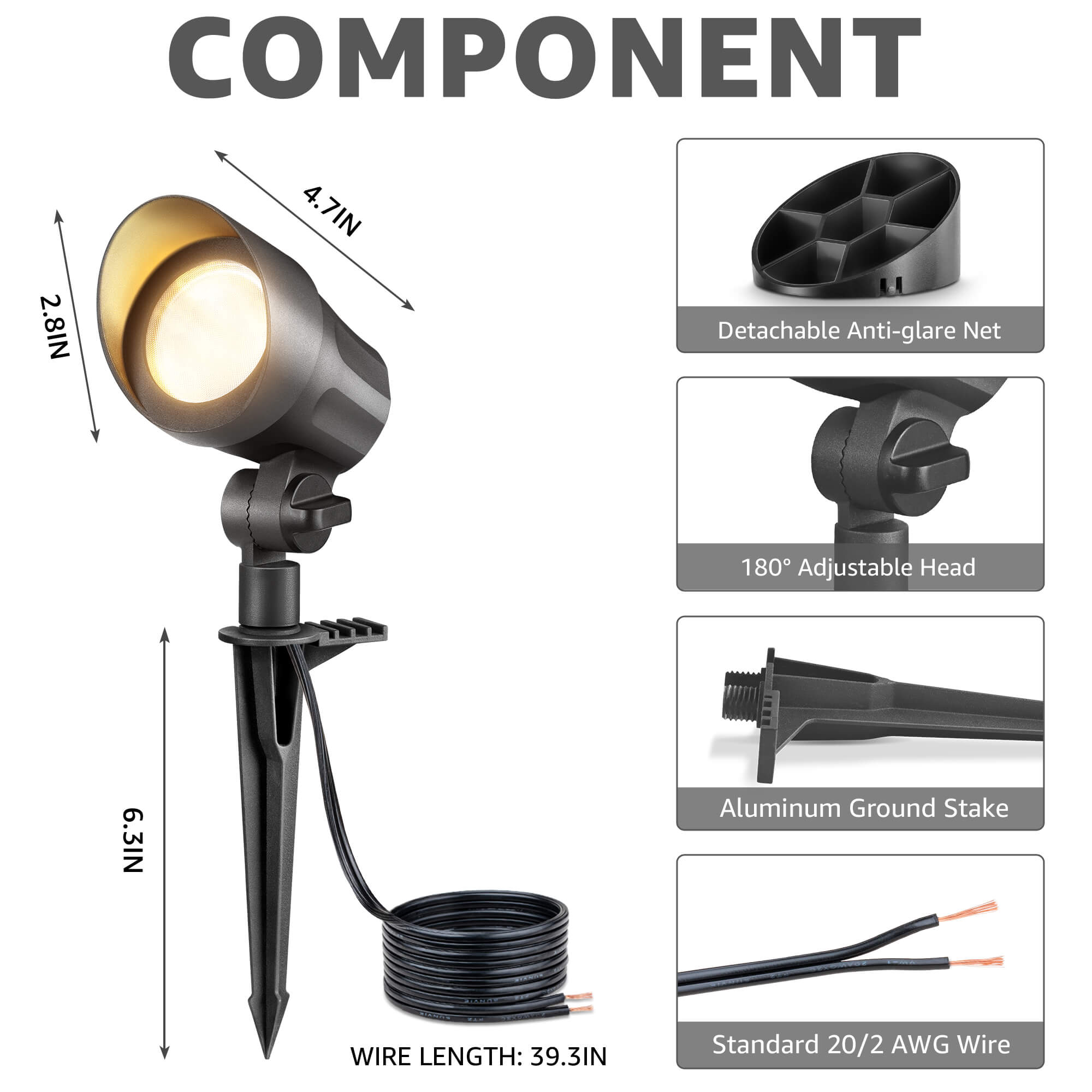 All-In-One Low Voltage 6W Landscape Lights Kit with Transformer, Wire & Connectors 8 Pack KTW-W8S06