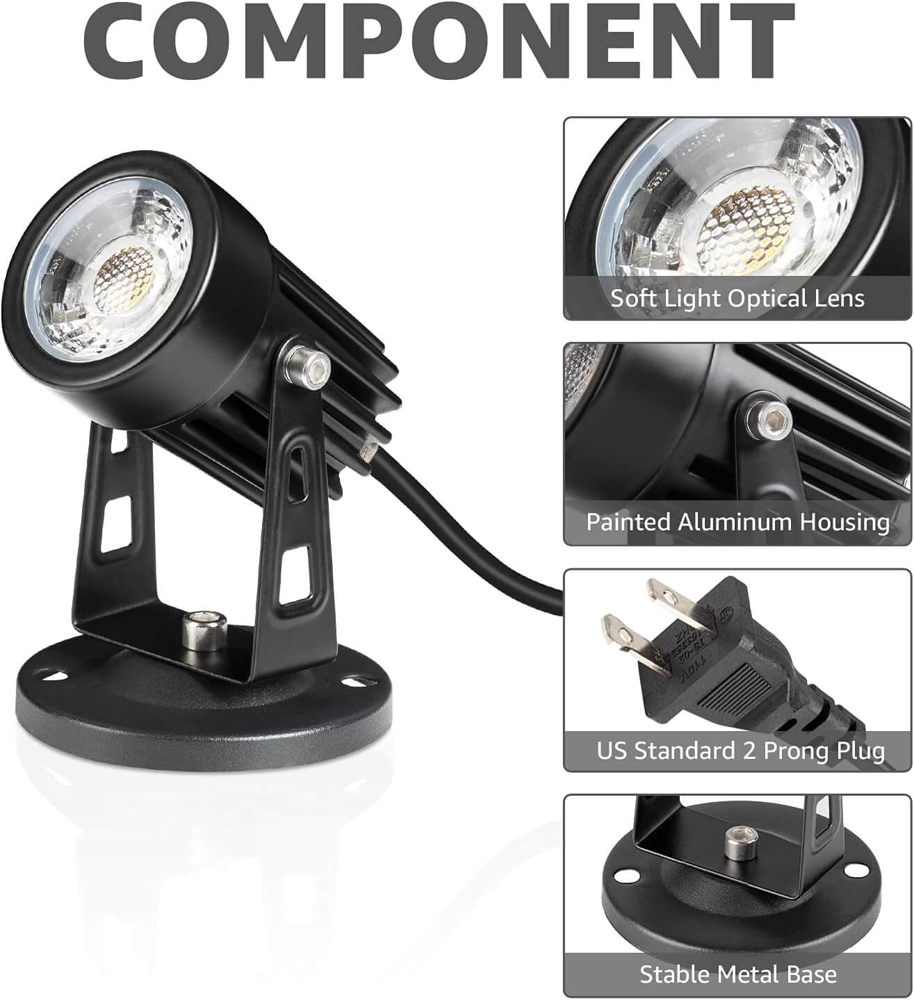 120V Warm White0 Indoor LED Spot Lights With 5.9 FT Cord & Floor Foot Switch 4 Pack SHWS-03-04 SUNVIE