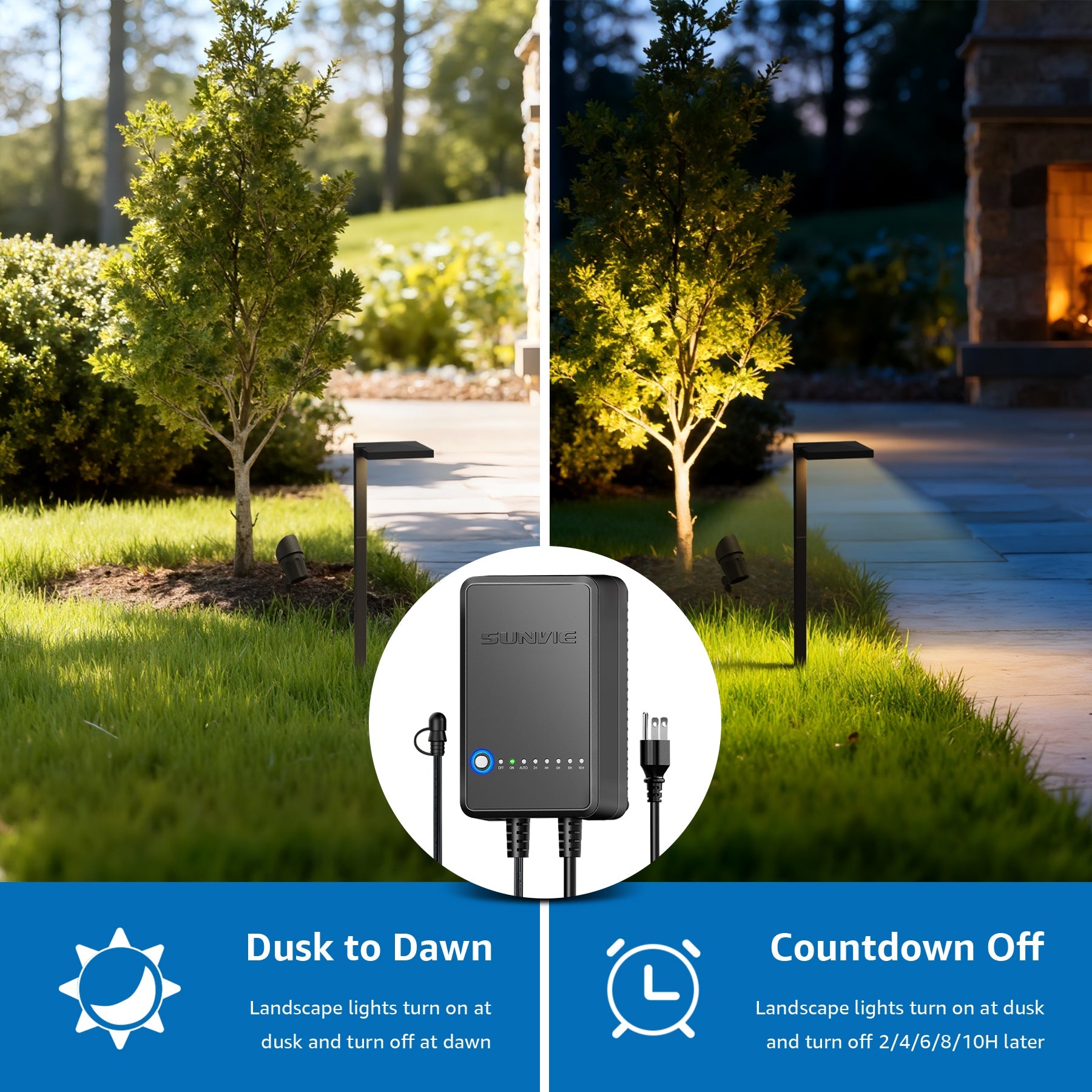 Low Voltage Landscape Lighting Kit 6 Pathway Lights + 2 Spotlights with Transformer & Wire KTW-W6DA2S6