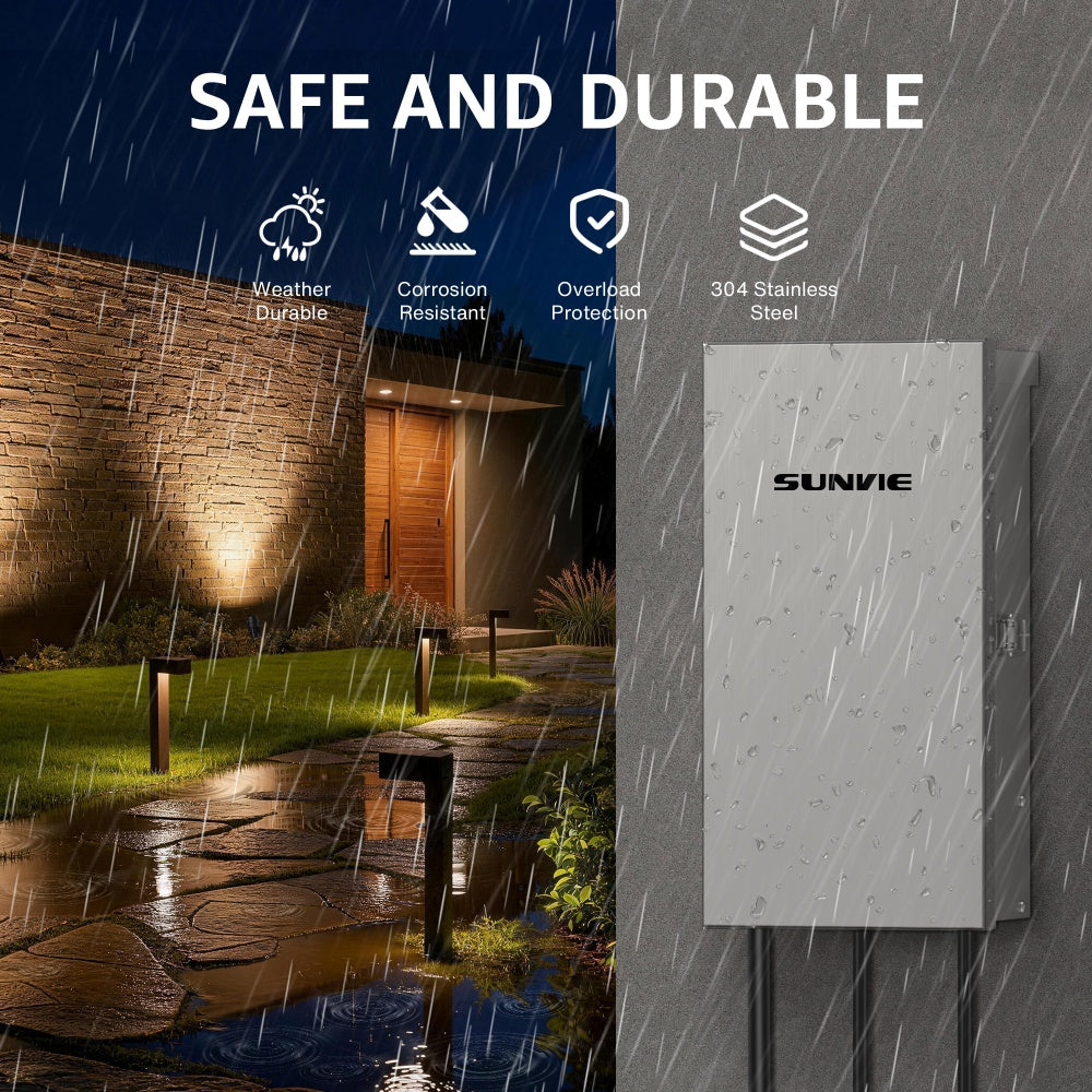 300W 3-Zone Independent Control Low Voltage Landscape Transformer with Quick-Clip Terminals LVT-MHBB-300W