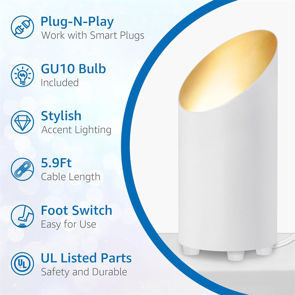 5W White Indoor Floor Can Uplighting Spotlight with 2700K GU10 Bulb Accent & Foot Switch 2 Pack FCL-01W-02 SUNVIE