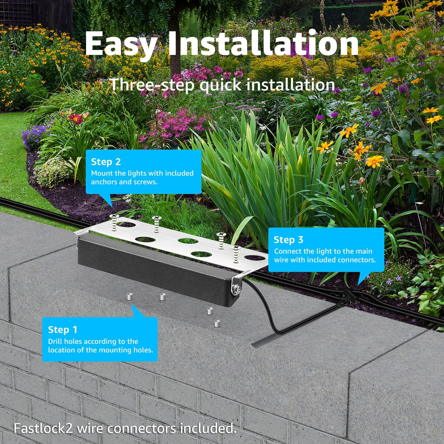 Low Voltage Hardscape 7′′ Retaining Wall Lights 5000K Daylight White 12 Pack CLDF-05-12C