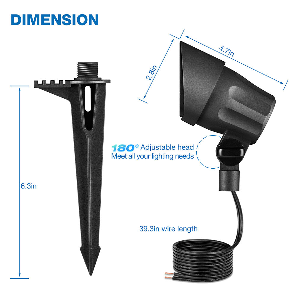 Low Voltage 6W LED Heavy Duty Anti-Glare Landscape Spotlights 4 Pack CLWS-06-04C