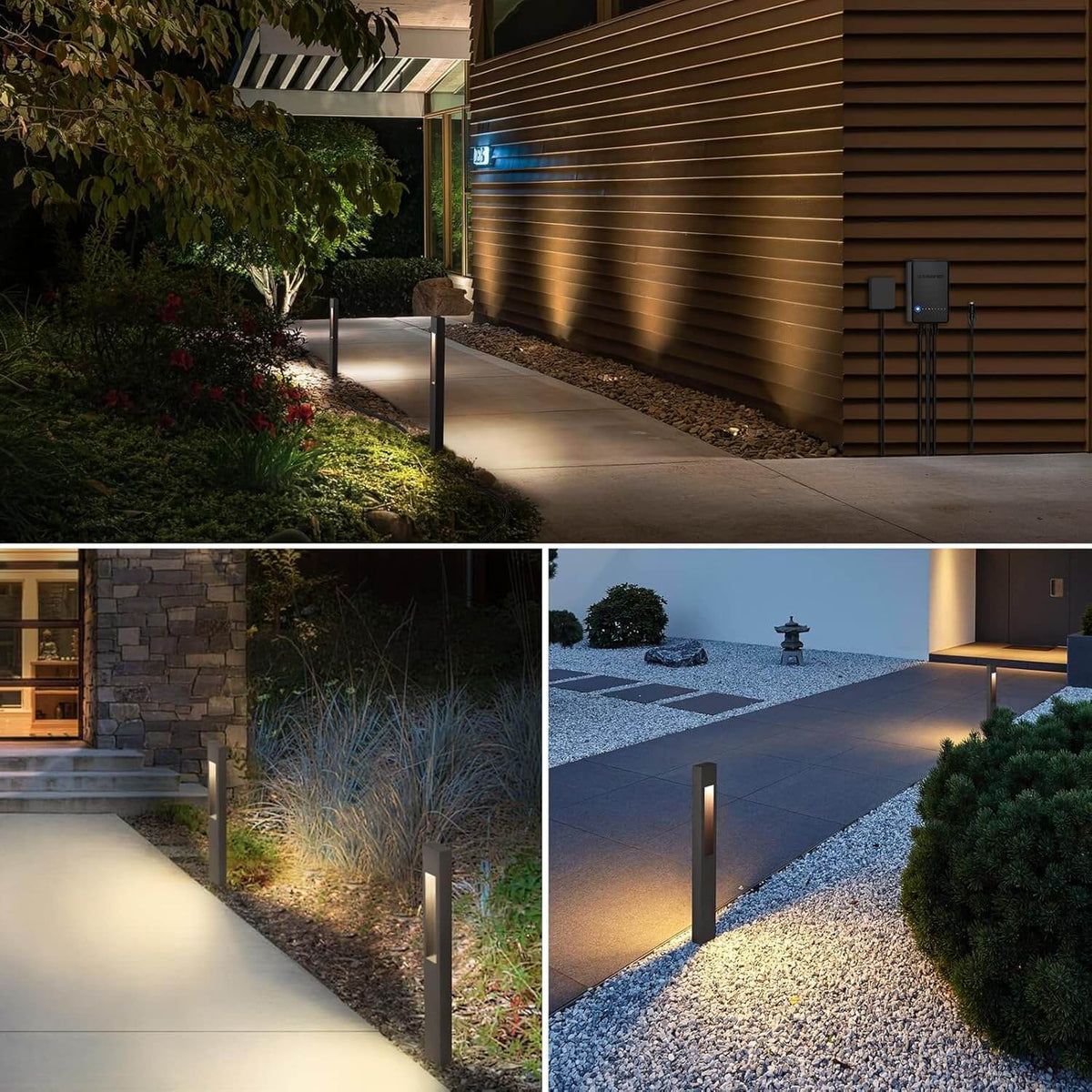 Low Voltage Landscape Spotlights + Hollow Cuboid Path Lights 12 Pack Complete LIghting Kit KTW-W8S4FA