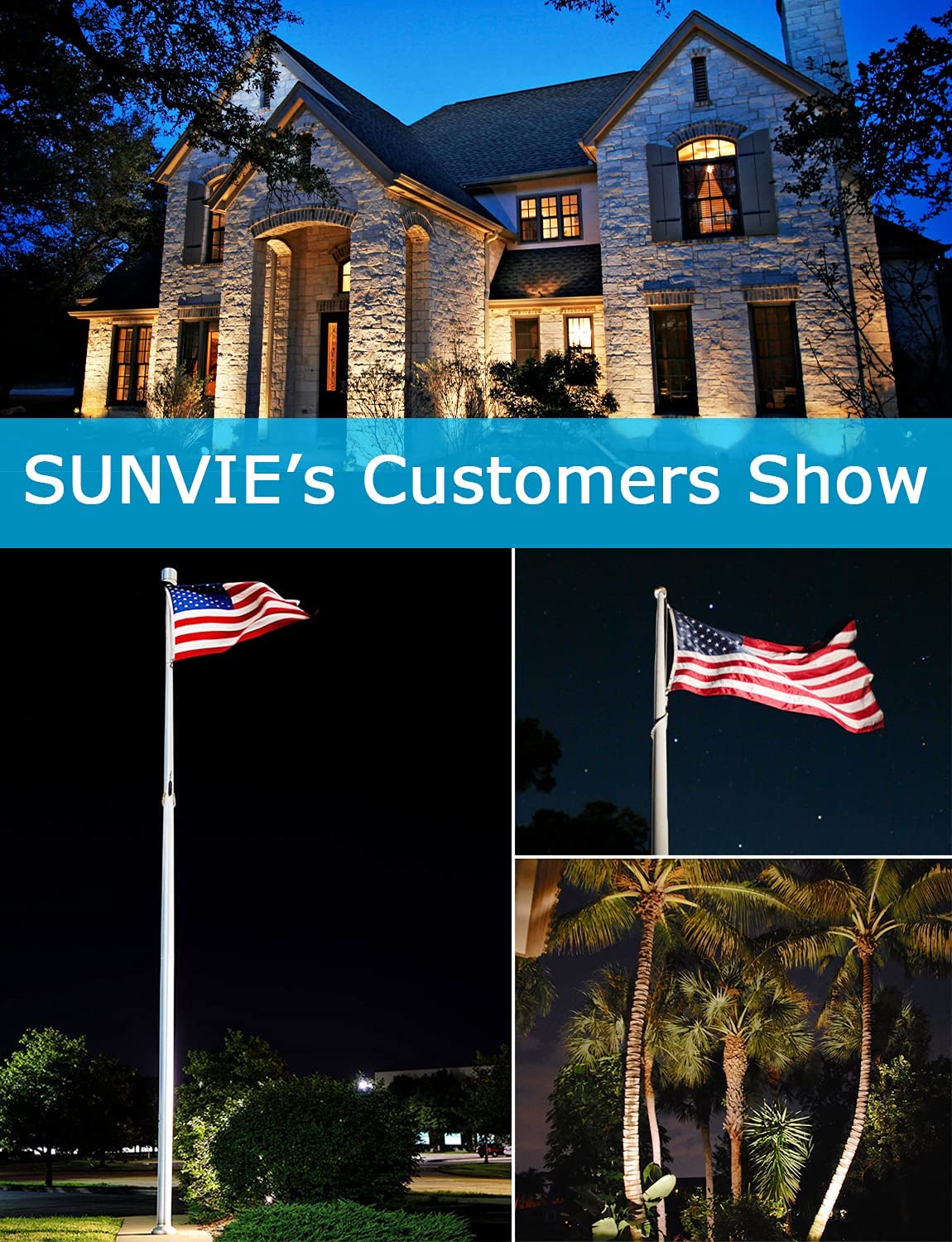 SUNVIE 30W Outdoor LED Spotlight 120V Waterproof Landscape Spotlights 3000LM Ultra Bright Spot Lights Outdoor 3000K Warm White Landscape Lights with 6 FT Cord for Flag Pole Tree Yard Path Garden Decor Lee Lighting