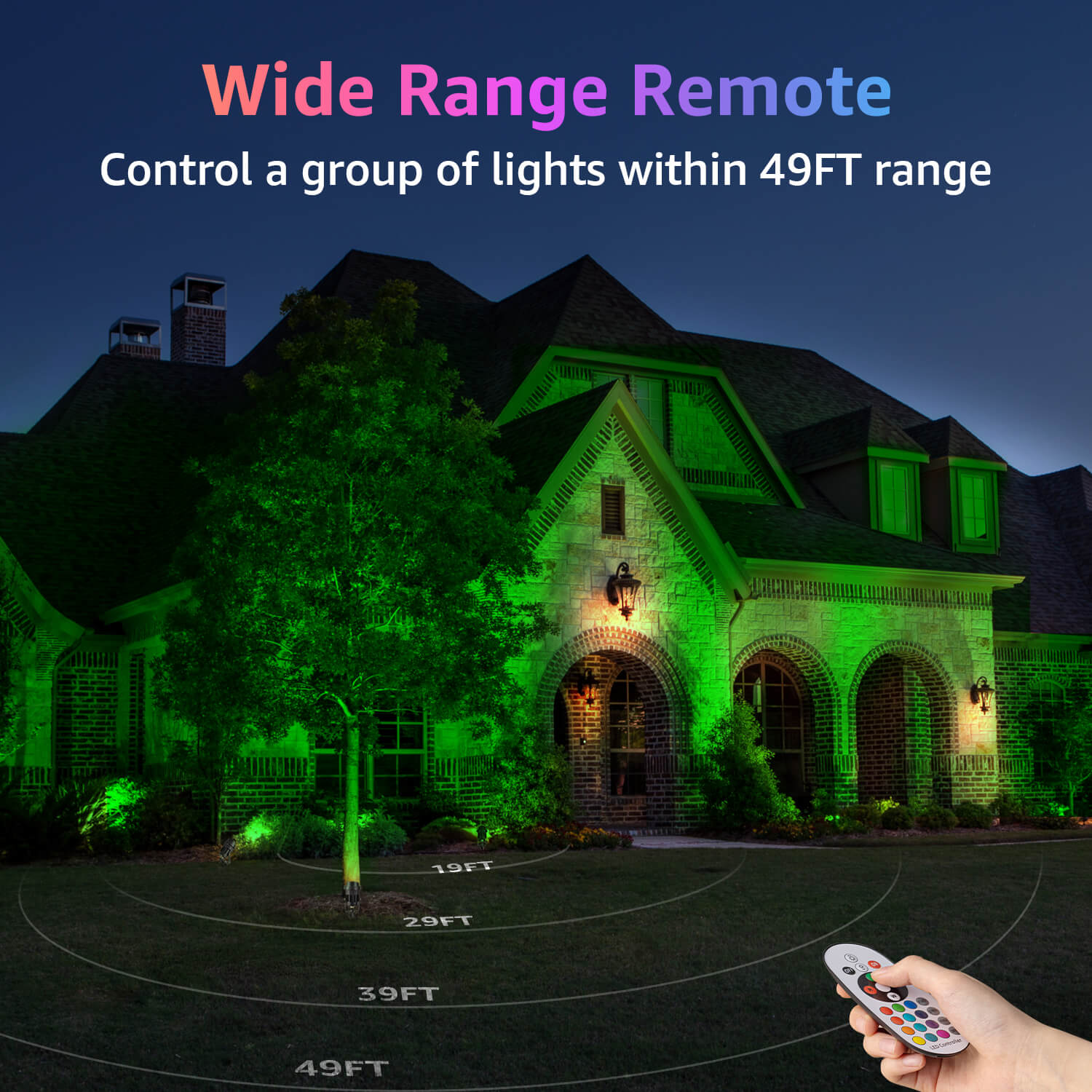 120V 12W RGB LED Color Changing Outdoor Landscape Lights with Remote Control 1 Pack CHRS-12-01