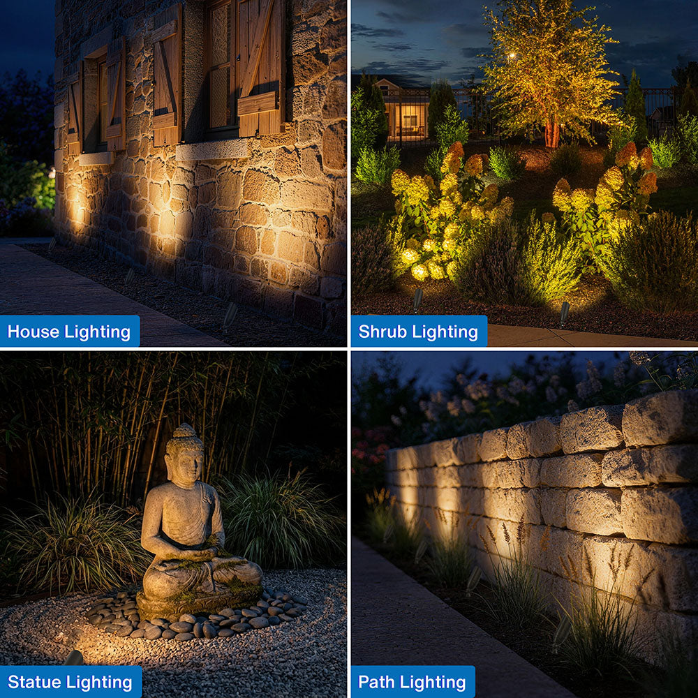8" Antique Brass Low Voltage Outdoor Landscape Spotlights 4 Pack (No Bulb) CLB8-GH-04C