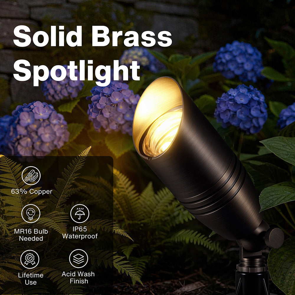 8" Antique Brass Low Voltage Outdoor Landscape Spotlights 12 Pack (No Bulb) CLB8-GH-12C
