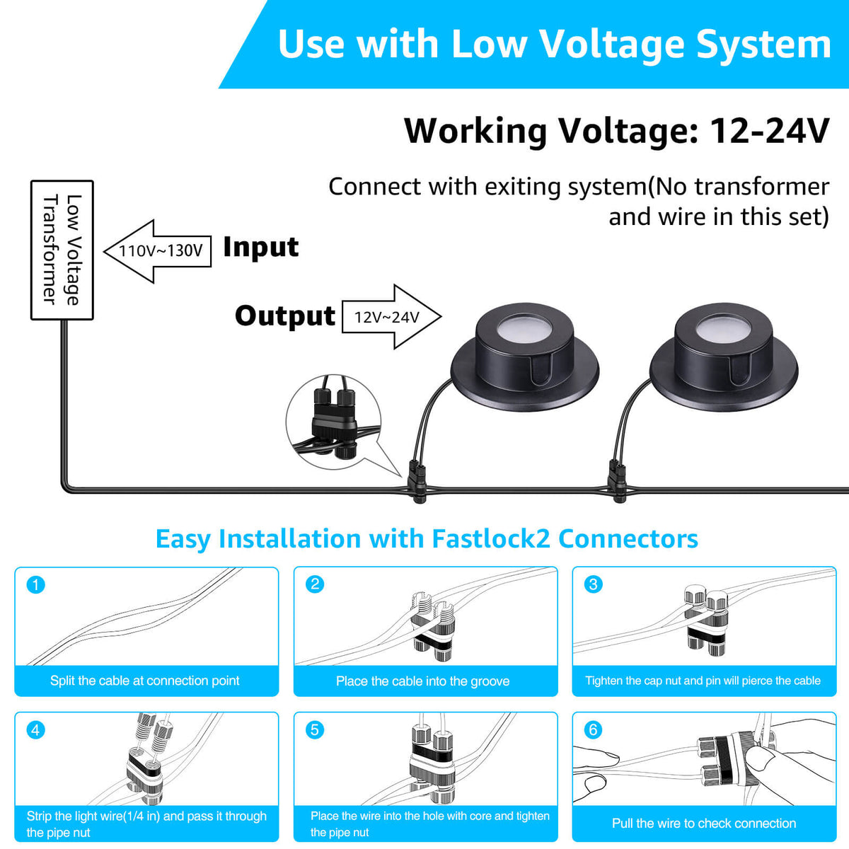 Low Voltage 3W LED Waterproof Underwater Fountain Pond Lights 2 Pack ULWS-03W-02