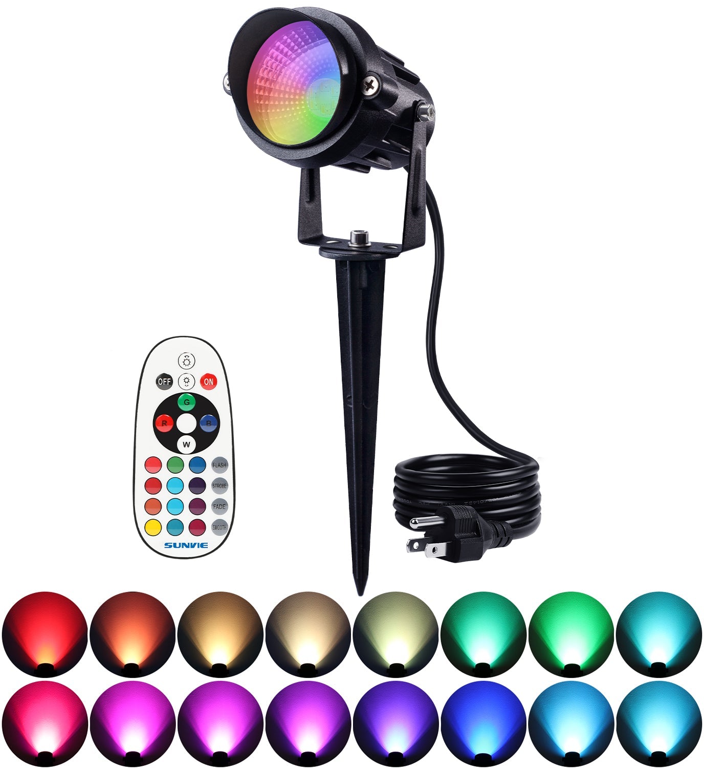 120V 12W RGB LED Color Changing Outdoor Landscape Lights with Remote Control 1 Pack CHRS-12-01