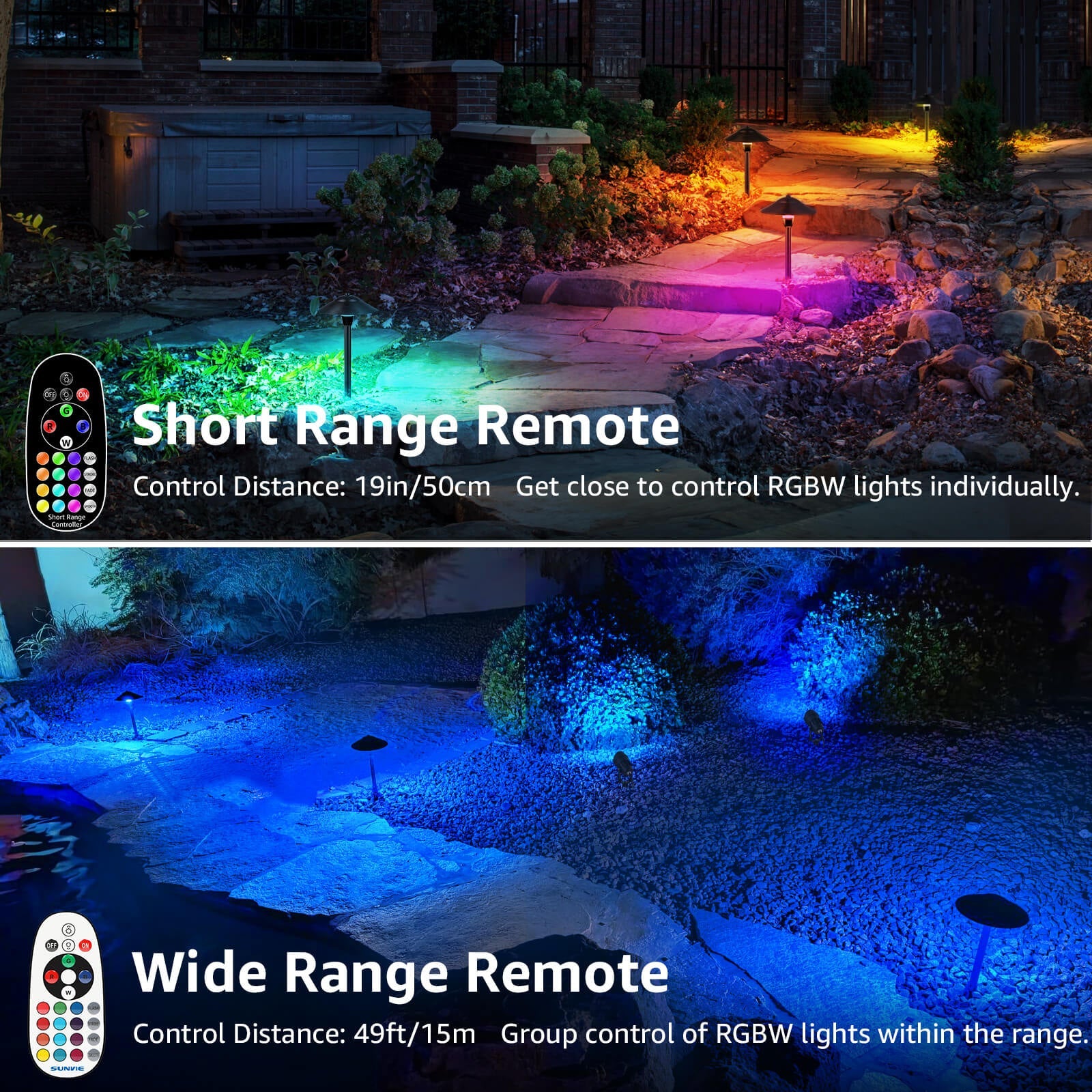 All In One RGBW Pathway Lighting Kit 8 Pack with Transformer Wire & Connectors KTW-R8PA